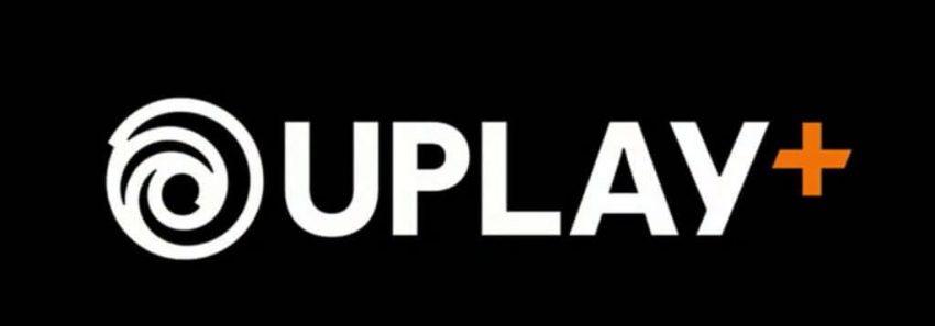 The logo of Uplay+ in a black background