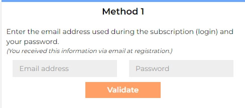 Image of the Method 1 login form that you can use to enter your client account on GabiPay